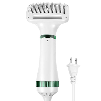 2 in 1 Dog Hair Dryer Comb Pet Hair Dryer with Slicker, Professional Home Grooming Dryer Brush Furry Drying Blower for Small Large Cat Dog White, 3 Temperature Settings