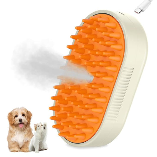Cat Steam Brush,3 in 1 Dog Steam Brush,Steam Cat Brush,Silicone Massage Grooming Pet Steam Brush for Cats Dogs,Rechargeable Cat Steam Brush for Shedding,Spritz Defur Comb for Cats
