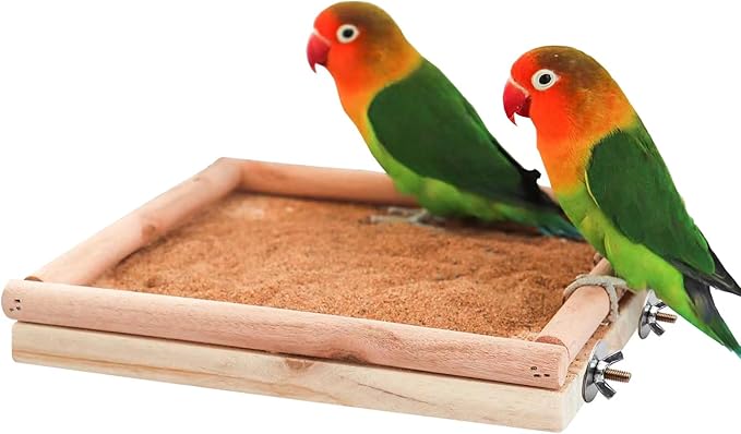 Dnoifne Natural Wooden Parrot Bird Perch Stand, Natural Wooden Bird Cage Stand Pole Accessories, Paw Grinding Standing Climbing Perch for Parrot, Parakeet, Budgies, Lovebirds