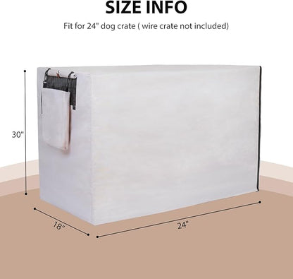 600D Dog Crate Cover, Waterproof Pet Kennel Cover with Storage Bag, Fit for 24 Inch Wire Crate Dog Cage, 24 Inches, Beige