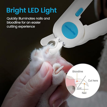 Cat Dog Pet Nail Clippers with Light, Llluminates Cat Dog Nails or Bloodline,Safety Pet Nail Clipper for Dogs, Cats, Rabbits Sharp No Nail Splitting
