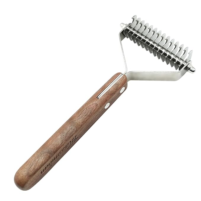 Wooden Dog Brush for Shedding Reduce Pet Hair with Dog Hair Brush Deshedding Brush Long Hair Pet Brush (Large)