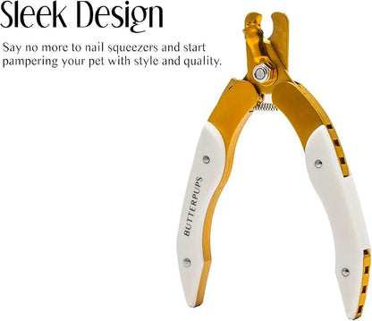 Professional Luxury Stainless Steel Dog Nail Clipper with Faux Leather Case, includes Safety Guard for Easy and Precise Cutting to Avoid Over Cutting, Designed for Small Medium Large Pets