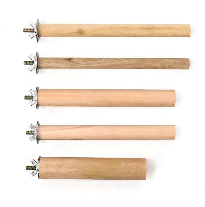 Bird Perch,5 Pieces Wooden Parrot Claw Standing Stick with Different Diameter and Lengths for Budgies Parakeet Canaries Cockatiel,Bird Cage Accessories (5 pcs Perches Pole)