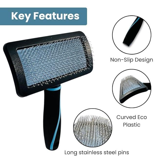 Dog Slicker Brush for Dogs, Perfect for (Goldendoodles, Labradoodles, Poodles), Groom Like a Professional, Fluff Detangle Style - Removes Loose Fur, Tangles and Undercoat (Small)