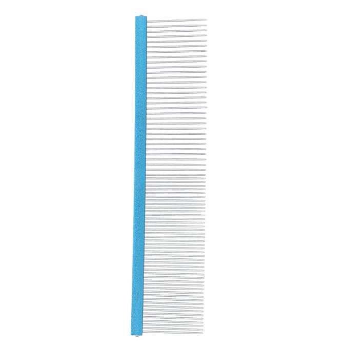 Greyhound Comb For Dogs, Two-In-One Stainless Steel Blue Straight Row Cat Comb Greyhound Comb Dog Comb with Rounded Ends for Long Short Haired Dog