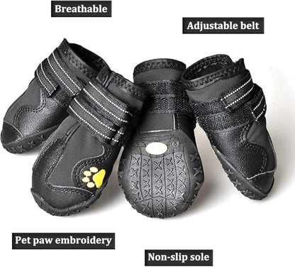CovertSafe& Dog Boots for Dogs Non-Slip, Waterproof Dog Booties for Outdoor, Dog Shoes for Medium to Large Dogs 4Pcs with Rugged Sole Black