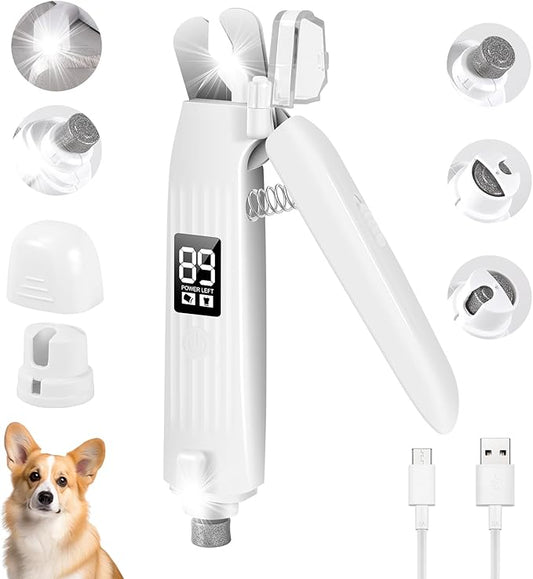 SZMDLX Cat & Dog Nail Trimmers, Electric Rechargeable Dog Nail Clippers & Dog Nail Grinder with 2 LED Light Paws Grooming Kit, Dog Nail File Quiet Pet Nail Clippers & Grinder Trimmer for Dogs and Cats