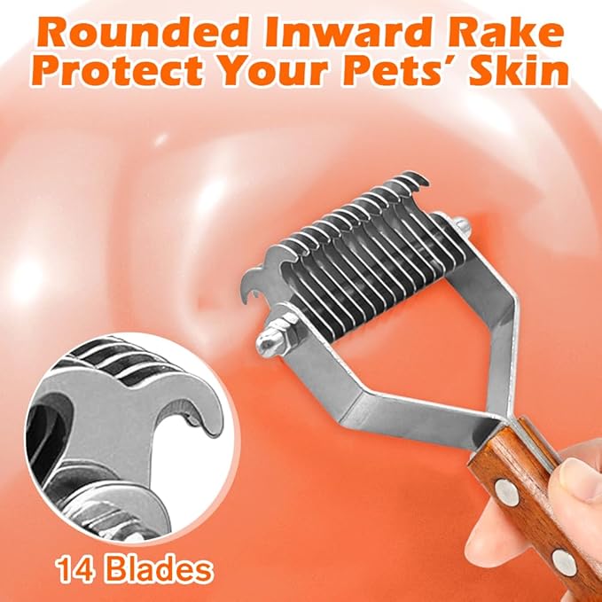 Cat Comb,Grooming Tool for Cats Dogs,Dog Brush for Shedding,Professional Pet Grooming Brushï¼_eshedding tool, Remove Loose Hair & Matted Fur, Dematting comb for Dogs and Cats