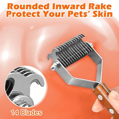 Cat Comb,Grooming Tool for Cats Dogs,Dog Brush for Shedding,Professional Pet Grooming Brushï¼_eshedding tool, Remove Loose Hair & Matted Fur, Dematting comb for Dogs and Cats