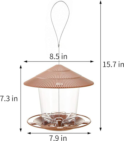 Bird Feeder Outdoor Hanging for Wild Bird Seed, Brown
