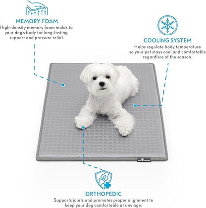 Paw Inspired Cooling Orthopedic Crate Pad for Dogs, Washable Memory Foam Dog Cooling Mat (29x18 Inch Small Size for 30 Inch Kennel, Gray)