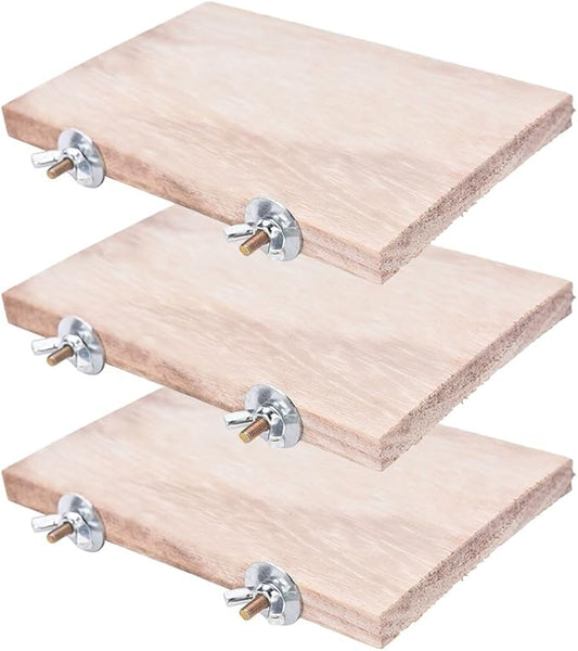 3Pcs Pet Parrot Bird Cage Perches Square Wooden Stand Platform Budgie Toys Bird Tree Perches for Parakeets