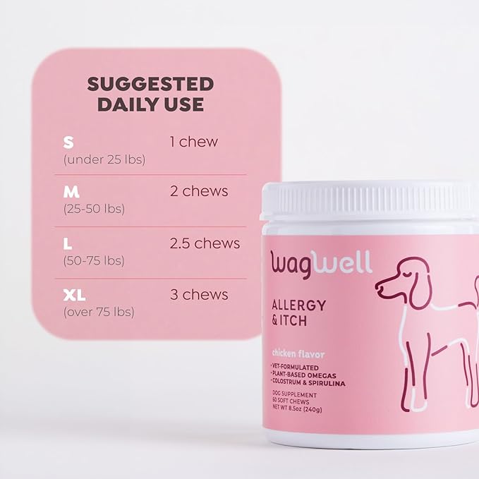 WagWell Allergy and Itch Chews & Calming Chews Bundle - Itch Relief and Digestive Health - Anxiety Relief