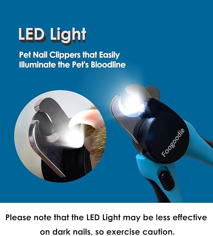 Dog Nail Clippers with Light, 2 in 1 Dog Nail Trimmers with Safety Guard & Quick Sensor to Prevent Over-Cutting, Includes Pet Grooming Comb & Nail File, Ideal for Cats & Dogs