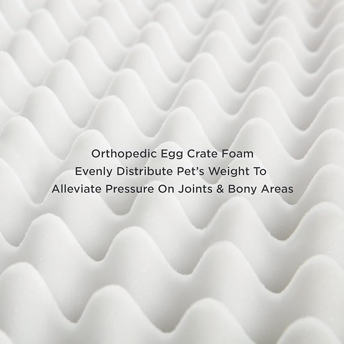 Bedsure Medium Dog Beds for Medium Dogs - Orthopedic Dog Beds with Removable Washable Cover, Egg Crate Foam Pet Bed Mat, Suitable for Dogs Up to 35lbs, Light Grey