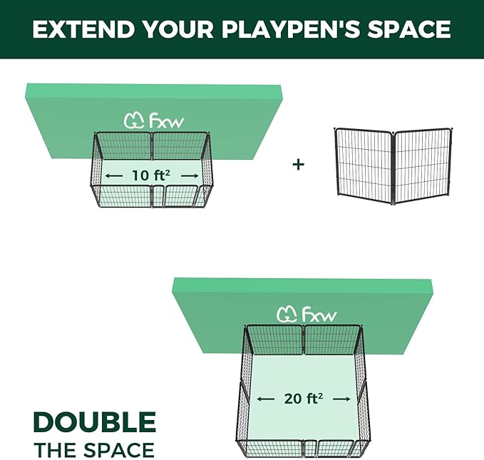 FXW Homeplus Dog Playpen for Indoor Use - Stress-Free and Safe Play, Heavy Duty 32 Inch 2 Panels Dog Pen for Puppies, Small and Medium Dogs, Black_atented