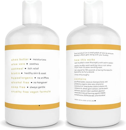 Buddy's Best Dog Shampoo for Smelly Dogs - Dog Shampoo and Conditioner for Dry and Sensitive Skin - Moisturizing Puppy Wash Shampoo, Ripe Melon Scent, 16oz