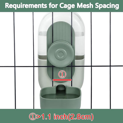 28oz Hanging Automatic Water Dispenserï¼_abbit Water Bottle,Bunny Guinea Pig Ferret Water Bowl for Cage,Suitable for Small Animal Puppies(Cage Grid Spacing Over 1.2'') (Green)