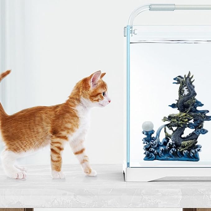 Bearded Dragon Tank Accessories, Fish Tank Decoration, Resin Accessories, for Betta Fish & Shrimp,Improvement Your Fish Tank Overall Aesthetic Dragons Decoration (Dragons 7.5"x7.1"x2.5")