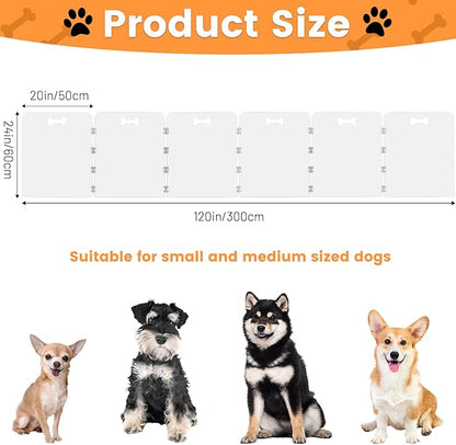 Acrylic Dog Playpen for House 6 Panels 120" W x 24" H Preassemble Foldable Clear Dog Gate Indoor with Handles, Free-Standing Pet Fence for Doorways Dog Pen for Medium Dogs Puppy Cat Rabbit