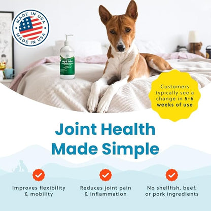 Plant-Based Liquid Glucosamine for Dogs, 1600mg Joint Support with Chondroitin, MSM & Omega 3-6-9, Shellfish-Free Dog Arthritis Supplement for Mobility & Flexibility, Made in USA, 16 oz