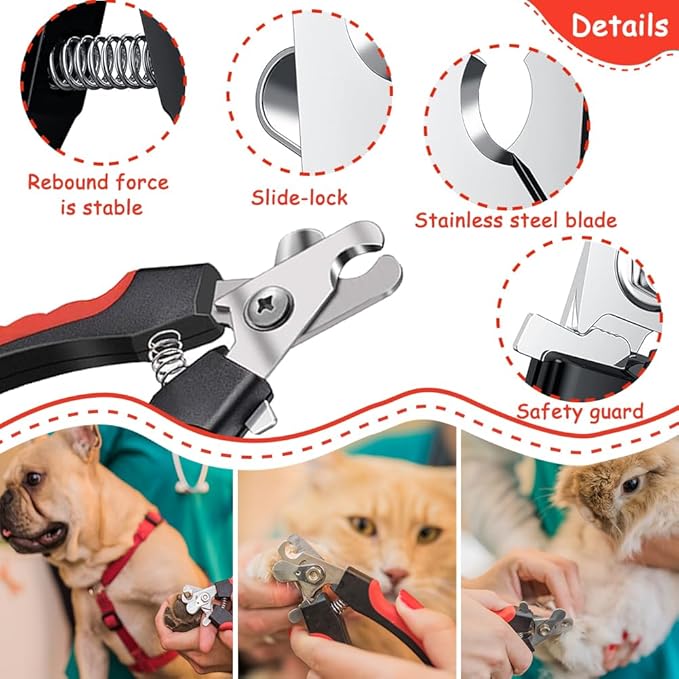 Dog & Cat Pets Nail Clippers and Trimmers with Nail File for Dogs w/ 3 Replaceable Sandpapers Round Relaxing Dog Nail Trimming Board, Dog Grooming Clippers Claw Trimmer with Safety Guard