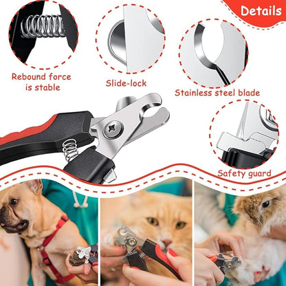 Dog & Cat Pets Nail Clippers and Trimmers with Nail File for Dogs w/ 3 Replaceable Sandpapers Round Relaxing Dog Nail Trimming Board, Dog Grooming Clippers Claw Trimmer with Safety Guard