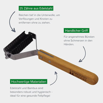 Double Sided Dematting Comb with Stainless Steel Teeth