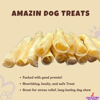 Amazing Dog Treats - Large Collagen Stick - 6 Inch, 100 Count - Beef Cheek Rolls for Dogs - Pure No Hide Bones