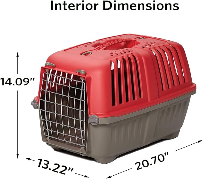 MidWest Homes for Pets Pet Carrier: Hard-Sided Dog Carrier, Cat Carrier, Small Animal Carrier in Red| Inside Dims 20.70L x 13.22W x 14.09H & Suitable for Tiny Dog Breeds