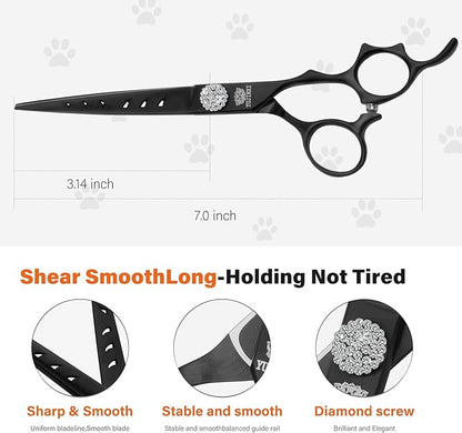 7 Professional Straight Dog Grooming Scissors  Sharp Stainless Steel Pet Shears for Dogs & Cats, Full-Body Hair Trimming Tool for Groomers & Home Use