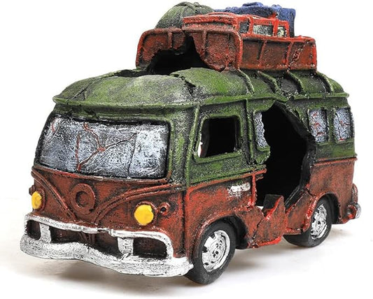 Aquarium Décor Thematic Ornaments - Resin Material Bus Car Fish Tank Decorations for Betta Hideout Caves…