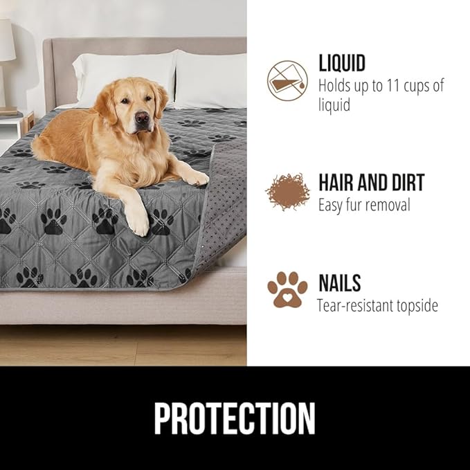 Gorilla Grip 100% Waterproof Dog Blanket 82x102, Pet Friendly Throw Essential for Large Pets, Dogs, Cats, Tear and Slip Resistant Leakproof Couch Cushion Bed Protector Cover for Indoor Furniture, Paw