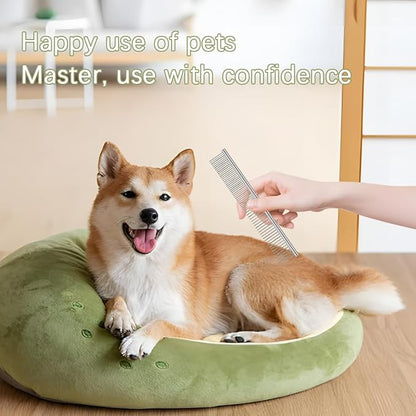 4PCS Pets Grooming Comb Kit for Small Dogs, 2-in-1 Flea Comb with Round Teeth for Cat and Puppy, Tear Stain Remover Comb Accessories for Removing Eye Mucus and Crust