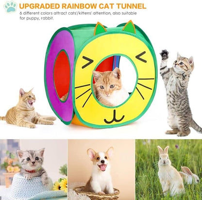 37 PCS Interactive Kitten Toys for Indoor Cats - Variety Set With Collapsible Tunnel Tube Tent, Feather Teaser Wand, Bell, Fuzzy Ball, Spring, Mouse, and Catnip
