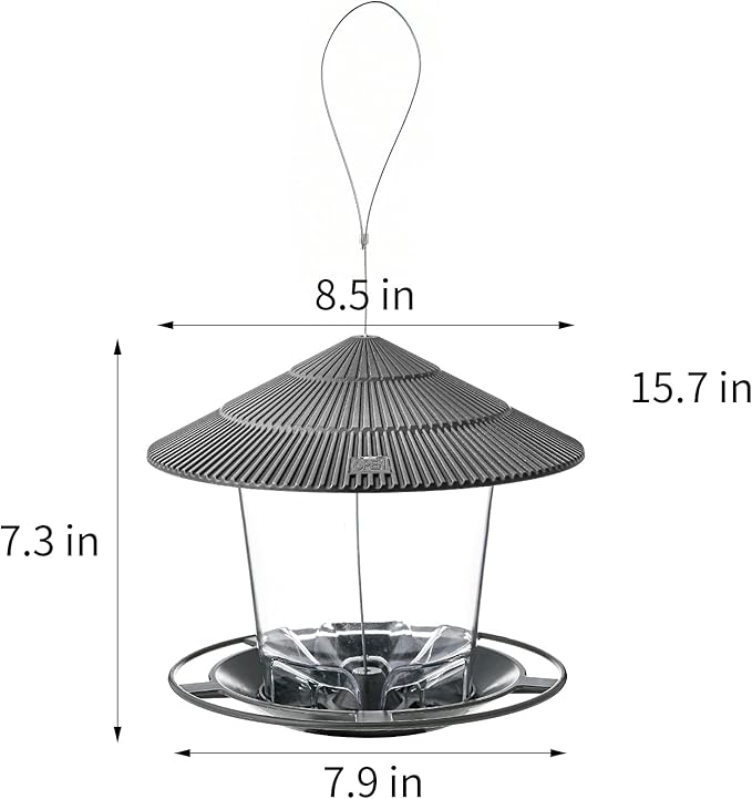 Bird Feeder Outdoor Hanging for Wild Bird Seed, Grey