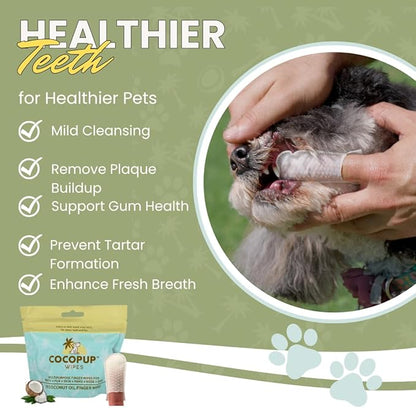 Dog Teeth Cleaning Wipes Ear Nose Paws Fur Cleaner Pure Coconut Oil