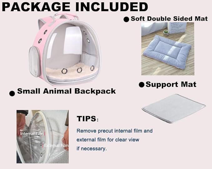 Portable Rabbit Backpack Carrier Space Capsule Bubble Window Pet Carrier Cage Travel for Bunny, Bearded Dragon, Squirrel, Tortoise, Bird, Lizard, Sugar Glider