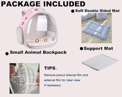 Portable Rabbit Backpack Carrier Space Capsule Bubble Window Pet Carrier Cage Travel for Bunny, Bearded Dragon, Squirrel, Tortoise, Bird, Lizard, Sugar Glider