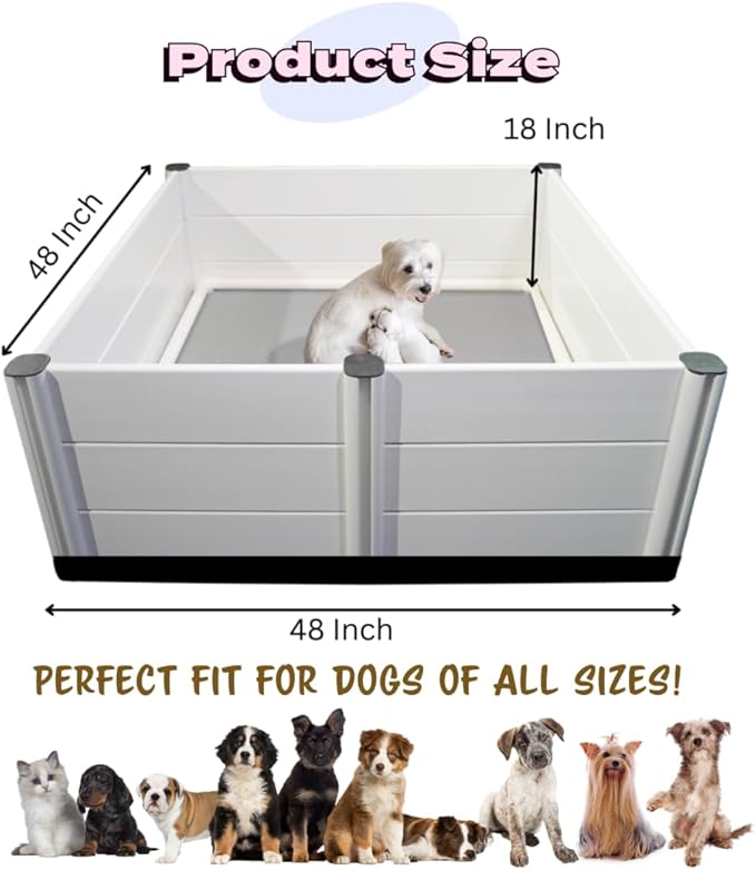 Whelping Box & Puppy Playpen – 48 x 48 x 18 Inch, Upgraded Reinforced Design with Easy-Open Door, Pig Rails, Waterproof Pee Pad & Oxford Floor Liner – Indoor/Outdoor, Easy to Clean (Premium Ver.)