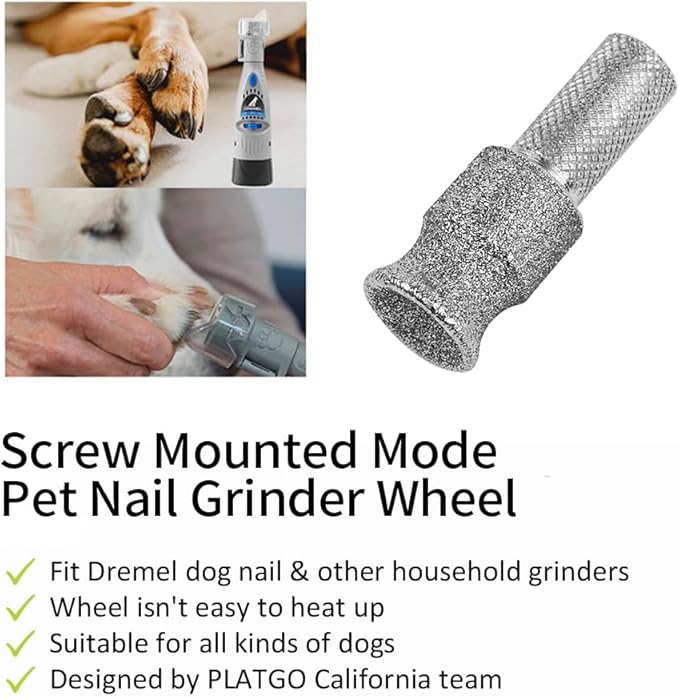 FlashA+60 Diamond Dog Nail for Dremel, Screw-Mounted Mode Nail Dremel Tool for Dogs, Especially Suitable for Long-Haired Dogs, Dremel Polishing Bits, Animals Nail Care & Home Grinder Tools