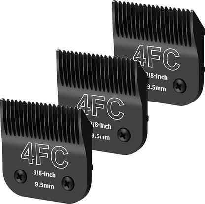 3 Pack 4FC Detachable Dog Grooming Steel Blades,Compatible with Andis,Oster A5,Wahl KM-10 Series,Cut Length 3/8" 9.5MM ï¼_lackï¼