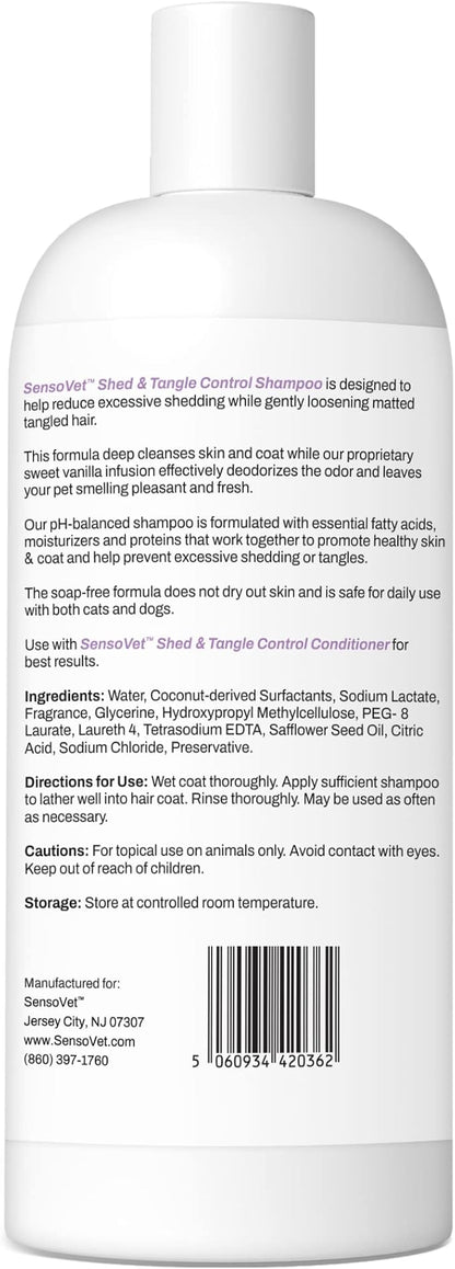 Shed & Tangle Control Shampoo for Dogs & Cats, Reduce Shedding and Detangles Matted Fur, Soap-Free Formula