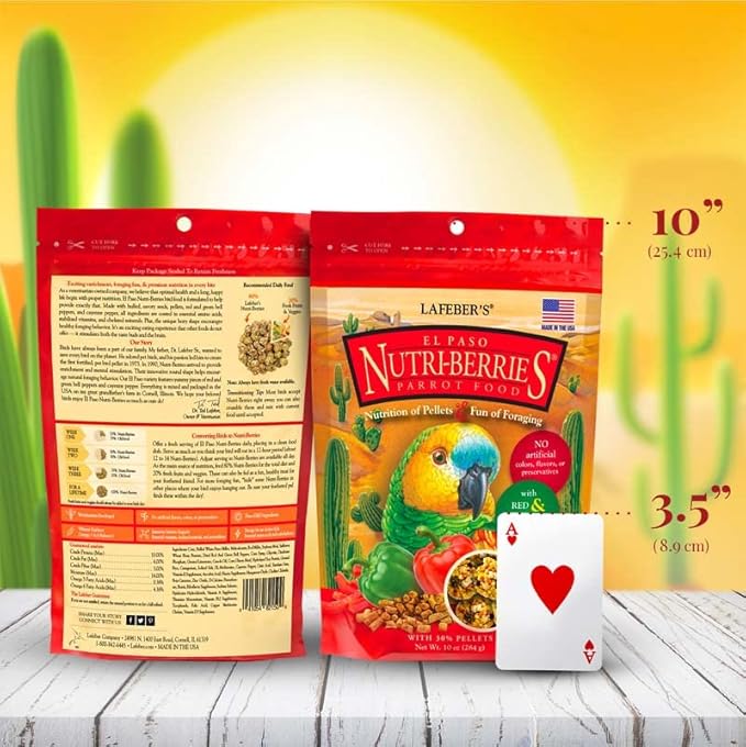 LAFEBER'S El Paso Nutri-Berries Pet Bird Food, Made with Non-GMO and Human-Grade Ingredients, for Parrots (10 oz Pack of 2)