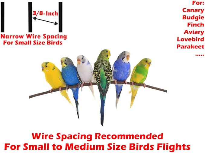 Lot of 6 Aviary Breeding Bird Finch Parakeet Aviary Canary Lovebird Budgie Flight Cage 24"x16"x16"H (Black)