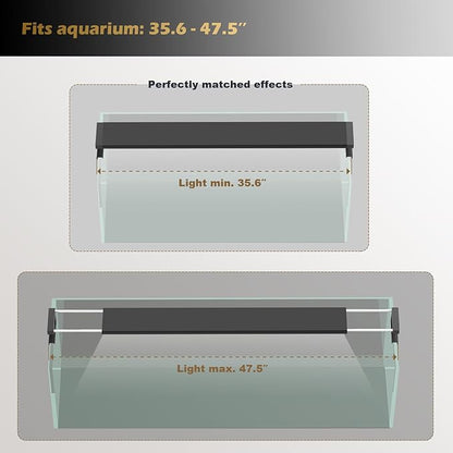 GLOWRIUM Smart Aquarium Light, Bluetooth + WiFi Dual Control Freshwater Fish Tank Light with App, Multi-preset Spectrum, Brightness Adjustable, Anti-Drop, Real Time Water Temperature Sensor (36-48 in)