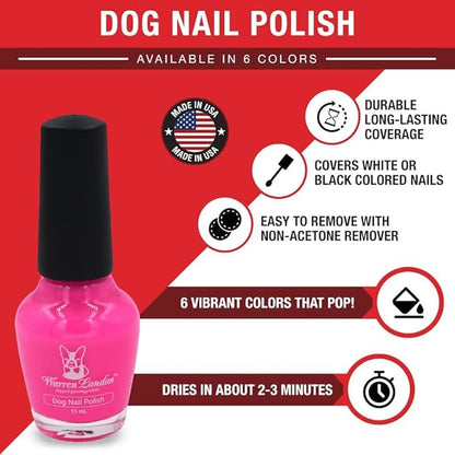 Warren London Dog Nail Polish in A Bottle Premium Coverage & Color- Made in USA- Sparkle Pink