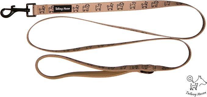 Dog Harness and Leash Set, No Pull Adjustable Soft Padded Vest, No Choke (Large, Beige Dog Pattern)