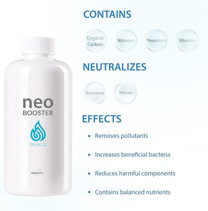 Neo Booster Tropical - Rapid Pollutant Removal, Shortens Filtration Cycle, Ideal for Planted Aquariums, All-in-One Aquarium Water Conditioner - Water Conditioner for Aquarium Tank - 300ml
